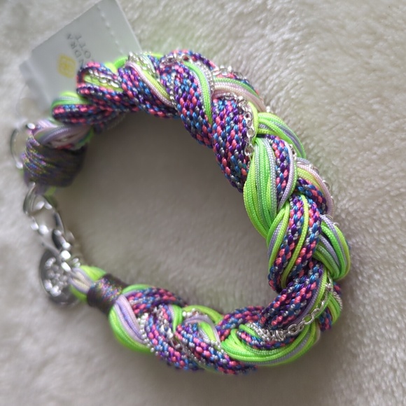 Kendra Scott Masie Silver Corded Braded Friendship Bracelet Lilac Mix Paracord - Picture 5 of 11